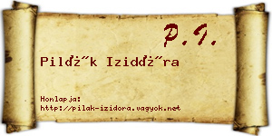 Pilák Izidóra névjegykártya